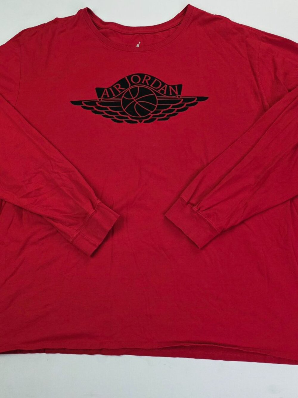 Air Jordan Size 4XL Mens Red Black Long Sleeve Logo Tag Cotton Fashion Tee